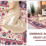 Ultra Soft Area Rug, Non Slip, Stain Resistant, Washable Area Rugs for Living Room, Bedroom, Floral Vintage Washable Nursery Area Carpet(White)