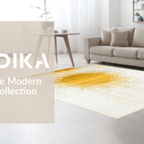 Ultra Soft Area Rug, Non Slip, Stain Resistant, Washable Area Rugs for Living Room, Bedroom, Lively Geometric Rainbow Fusion(Gold)