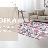 Ultra Soft Area Rug, Non Slip, Stain Resistant, Washable Area Rugs for Living Room, Bedroom, Retro Textured Geometric Elegance(White)