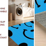 Ultra Soft Area Rug, Non Slip, Stain Resistant, Washable Area Rugs for Living Room, Bedroom, Preppy Cool Round Accent(Blue)