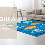 Ultra Soft Area Rug, Non Slip, Stain Resistant, Washable Area Rugs for Living Room, Bedroom, Vibrant Coastal Animal Design(Blue)