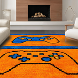 Ultra Soft Area Rug, Non Slip, Stain Resistant, Washable Area Rugs for Living Room, Bedroom, Futuristic Abstract Controller Theme(Orange)