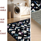 Ultra Soft Area Rug, Non Slip, Stain Resistant, Washable Area Rugs for Living Room, Bedroom, Sleek Monochrome Trellis Style(Black)