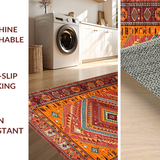 Ultra Soft Area Rug, Non Slip, Stain Resistant, Washable Area Rugs for Living Room, Bedroom, Rustic Colorful Chindi Weave(Red)