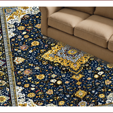 Ultra Soft Area Rug, Non Slip, Stain Resistant, Washable Area Rugs for Living Room, Bedroom, Elegant Gilded Geometric Embroidery(Blue)