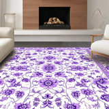 Ultra Soft Area Rug, Non Slip, Stain Resistant, Washable Area Rugs for Living Room, Bedroom, Contemporary Soft Bloom Motif(Purple)