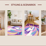 Ultra Soft Area Rug, Non Slip, Stain Resistant, Washable Area Rugs for Living Room, Bedroom, Charming Rainbow Youthful Aesthetic(White)