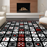 Ultra Soft Area Rug, Non Slip, Stain Resistant, Washable Area Rugs for Living Room, Bedroom, Artistic Symmetrical Dice Arrangement(Black)