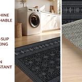 Ultra Soft Area Rug, Non Slip, Stain Resistant, Washable Area Rugs for Living Room, Bedroom, Rustic Minimalist Tiled Aesthetic(Black)
