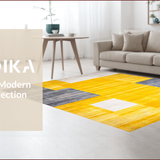 Ultra Soft Area Rug, Non Slip, Stain Resistant, Washable Area Rugs for Living Room, Bedroom, Lively Soft Colorblock Pattern(Yellow)