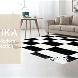 Ultra Soft Area Rug, Non Slip, Stain Resistant, Washable Area Rugs for Living Room, Bedroom, Checkered Low Pile(Black)