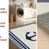 Ultra Soft Area Rug, Non Slip, Stain Resistant, Washable Area Rugs for Living Room, Bedroom, Coastal Inspired Anchor Motif(Beige)