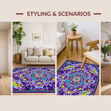 Ultra Soft Area Rug, Non Slip, Stain Resistant, Washable Area Rugs for Living Room, Bedroom, Whimsical Mandala Color Fusion(Purple)