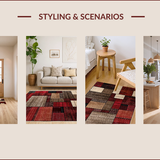 Ultra Soft Area Rug, Non Slip, Stain Resistant, Washable Area Rugs for Living Room, Bedroom, Harvest-Inspired Abstract Warm Tones(Red)