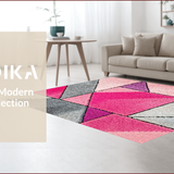 Ultra Soft Area Rug, Non Slip, Stain Resistant, Washable Area Rugs for Living Room, Bedroom, Geometric Pink Grey Plush Nursery Carpet(Pink)