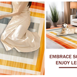 Ultra Soft Area Rug, Non Slip, Stain Resistant, Washable Area Rugs for Living Room, Bedroom, Elegant Earthy Toned Tufting(Orange)