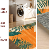 Ultra Soft Area Rug, Non Slip, Stain Resistant, Washable Area Rugs for Living Room, Bedroom, Contemporary Colorful Linear Elements(Orange)