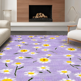 Ultra Soft Area Rug, Non Slip, Stain Resistant, Washable Area Rugs for Living Room, Bedroom, Vibrant Cheerful Floral Aesthetic(Purple)