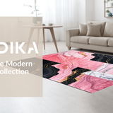 Ultra Soft Area Rug, Non Slip, Stain Resistant, Washable Area Rugs for Living Room, Bedroom, Minimalist Pink and Charcoal Contrast(Pink)