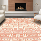 Ultra Soft Area Rug, Non Slip, Stain Resistant, Washable Area Rugs for Living Room, Bedroom, Chic Pastel Lattice Geometric Design(Orange)