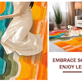 Ultra Soft Area Rug, Non Slip, Stain Resistant, Washable Area Rugs for Living Room, Bedroom, Artful Striped Colorful Motif(Orange)