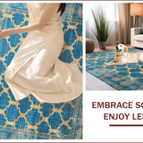 Ultra Soft Area Rug, Non Slip, Stain Resistant, Washable Area Rugs for Living Room, Bedroom, Rustic Oceanic Tiled Arrangement(Blue)
