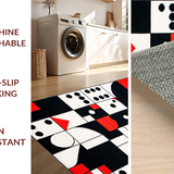 Ultra Soft Area Rug, Non Slip, Stain Resistant, Washable Area Rugs for Living Room, Bedroom, Quirky Colorful Geometric Layout(Red)