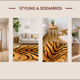 Ultra Soft Area Rug, Non Slip, Stain Resistant, Washable Area Rugs for Living Room, Bedroom, Non-Shedding Decorative Animal Hide Bedroom Carpet(Brown)