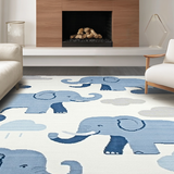 Ultra Soft Area Rug, Non Slip, Stain Resistant, Washable Area Rugs for Living Room, Bedroom, Soft Pastel Animal Theme Decor(Blue)