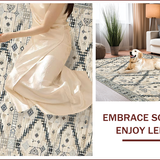 Ultra Soft Area Rug, Non Slip, Stain Resistant, Washable Area Rugs for Living Room, Bedroom, Geometric Diamond Pattern Elegance(Beige)
