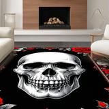 Ultra Soft Area Rug, Non Slip, Stain Resistant, Washable Area Rugs for Living Room, Bedroom, Vibrant Sugar Skull Artistry(Red)