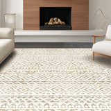Ultra Soft Area Rug, Non Slip, Stain Resistant, Washable Area Rugs for Living Room, Bedroom, Sophisticated Rustic Ogee Pattern(Beige)