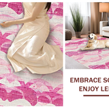 Ultra Soft Area Rug, Non Slip, Stain Resistant, Washable Area Rugs for Living Room, Bedroom, Aesthetic Scalloped Bow Rug with Graceful Loops and Soft Pink(Pink)