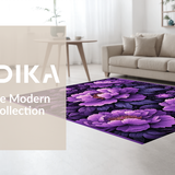 Ultra Soft Area Rug, Non Slip, Stain Resistant, Washable Area Rugs for Living Room, Bedroom, Vibrant Floral Round Design(Purple)