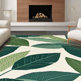 Ultra Soft Area Rug, Non Slip, Stain Resistant, Washable Area Rugs for Living Room, Bedroom, Elegant Leaf Motif Aesthetic(Green)