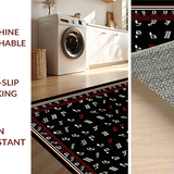 Ultra Soft Area Rug, Non Slip, Stain Resistant, Washable Area Rugs for Living Room, Bedroom, Unique Vintage Melodic Pattern Style(Black)