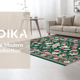 Ultra Soft Area Rug, Non Slip, Stain Resistant, Washable Area Rugs for Living Room, Bedroom, Dynamic Textured Vintage Arrangement(Green)
