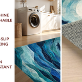 Ultra Soft Area Rug, Non Slip, Stain Resistant, Washable Area Rugs for Living Room, Bedroom, Playful Oceanic Octopus Art Runner Rug with Whale Silhouettes and Wave Motifs(Blue)