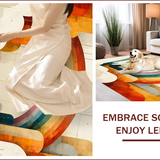 Ultra Soft Area Rug, Non Slip, Stain Resistant, Washable Area Rugs for Living Room, Bedroom, Elegant Contemporary Rainbow Design(Orange)