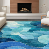 Ultra Soft Area Rug, Non Slip, Stain Resistant, Washable Area Rugs for Living Room, Bedroom, Whimsical Scalloped Bow Accent Rug Elegant Coquette Decor Dreamy Bathroom Mat(Blue)