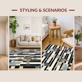 Ultra Soft Area Rug, Non Slip, Stain Resistant, Washable Area Rugs for Living Room, Bedroom, Retro-Inspired Black and White Striped Area Carpet Design(Black)