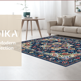 Ultra Soft Area Rug, Non Slip, Stain Resistant, Washable Area Rugs for Living Room, Bedroom, Serene Boho Patterned Elegance(Blue)