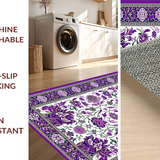 Ultra Soft Area Rug, Non Slip, Stain Resistant, Washable Area Rugs for Living Room, Bedroom, Charming Vintage-inspired Flower Motif(Purple)