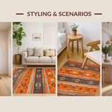 Ultra Soft Area Rug, Non Slip, Stain Resistant, Washable Area Rugs for Living Room, Bedroom, Elegant Oval Shape with Depth(Orange)