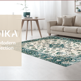 Ultra Soft Area Rug, Non Slip, Stain Resistant, Washable Area Rugs for Living Room, Bedroom, Chic Vintage Tiled Pattern(Ivory)