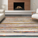 Ultra Soft Area Rug, Non Slip, Stain Resistant, Washable Area Rugs for Living Room, Bedroom, Chic Earthy Textured Stripe Design(Yellow)