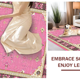 Ultra Soft Area Rug, Non Slip, Stain Resistant, Washable Area Rugs for Living Room, Bedroom, Unique Textured Medallion Style(Pink)