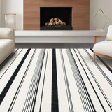 Bold Striped Accent with Symmetrical Monochrome Line Art(Beige)