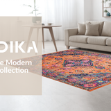 Ultra Soft Area Rug, Non Slip, Stain Resistant, Washable Area Rugs for Living Room, Bedroom, Vibrant Transitional Diamond Pattern(Orange)