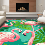 Ultra Soft Area Rug, Non Slip, Stain Resistant, Washable Area Rugs for Living Room, Bedroom, Elegant Coastal Flamingo Imagery(Pink)